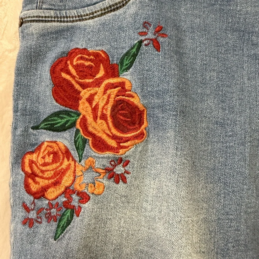 Workshop Republic Clothing Blue Floral Skinny Jeans. Size 10 - Picture 3 of 6